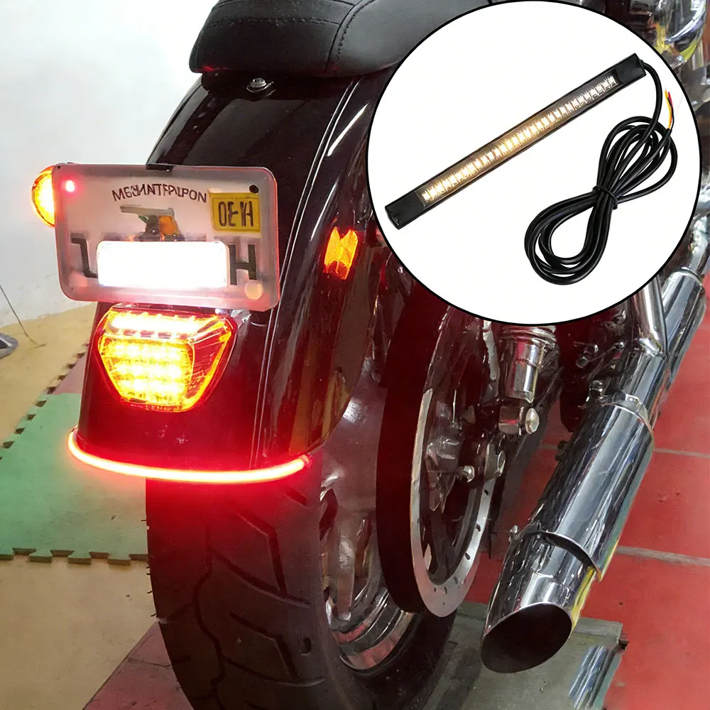 48 LED Flexible Motorcycle Light Bar Strip Tail Turn Signal Tail Rear Brake Stop Bulb Lamp Brake Light 3528 SMD Red Waterproof