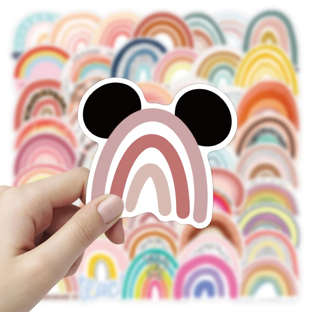 50/100Pcs INS Novelty Cartoon Colorful Rainbow Stickers PVC Waterproof Stickers Decals For Kids Boys Girls Toys Gifts