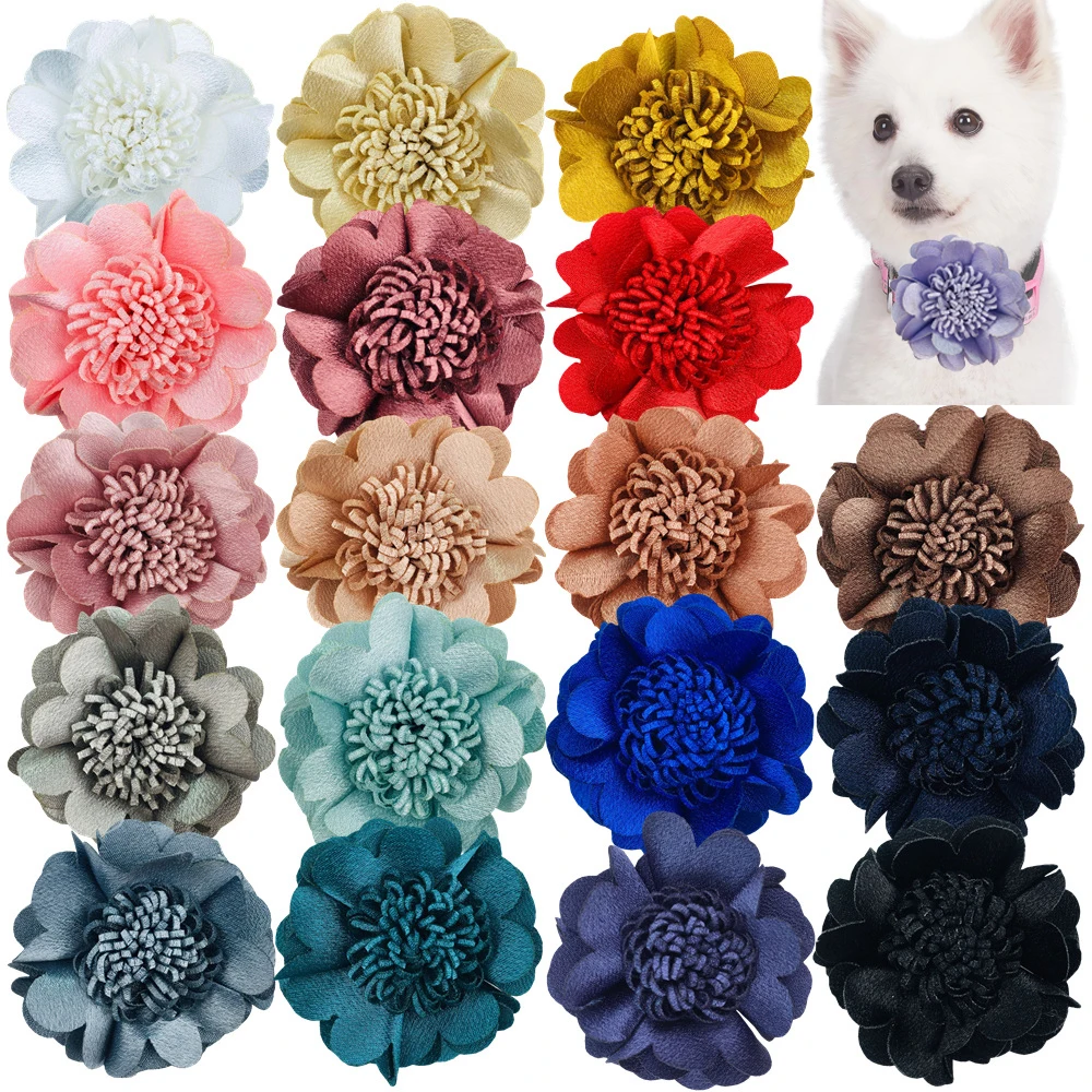 50/100pcs Big Flower-Collar Remove Bowties Collar Accessories For Large Dog Fashion Dog Bow Tie Collar For Dogs Pets Accessories