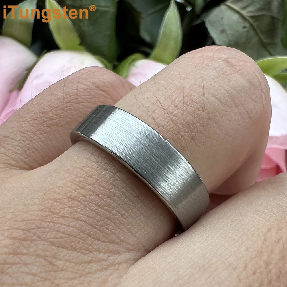 iTungsten 6mm 8mm Engagement Wedding Band Tungsten Carbide Ring Men Women Couple Fashion Jewelry Brushed Pipe Cut Comfort Fit