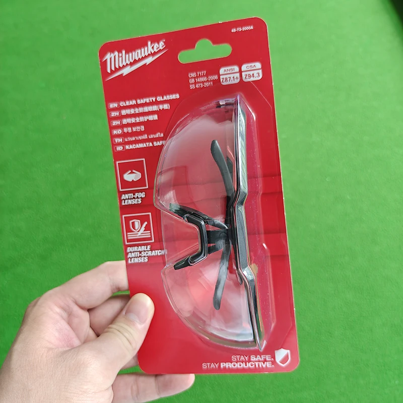 Milwaukee 48-73-2000A Clear Safety Glasses Anti-Fog Scratch-Resistant Lenses with Flexible Nose Bridge