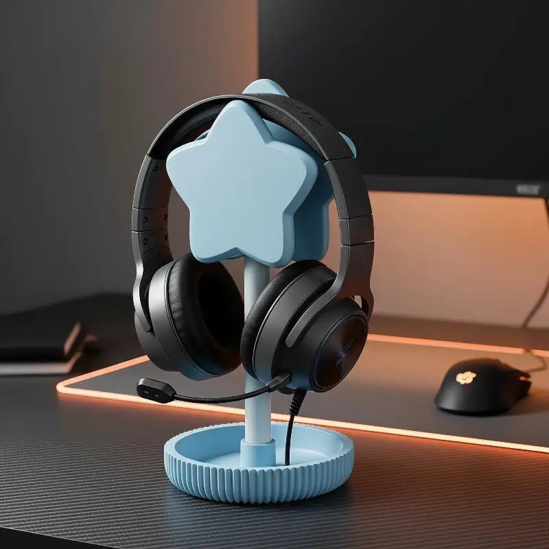 Star Shaped Headphone Stand Desktop Headset Holder Multifunctional Storage Rack Cute Ornament For Gaming Desk Bedroom Decoration