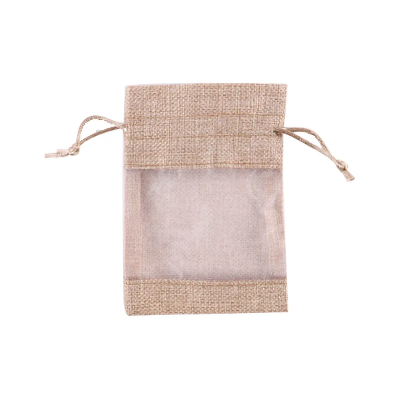 Sacchetti con coulisse regalo di tela da imballaggio Premium da 50 pezzi con finestra in Organza trasparente bomboniere natalizie sacchetti per
