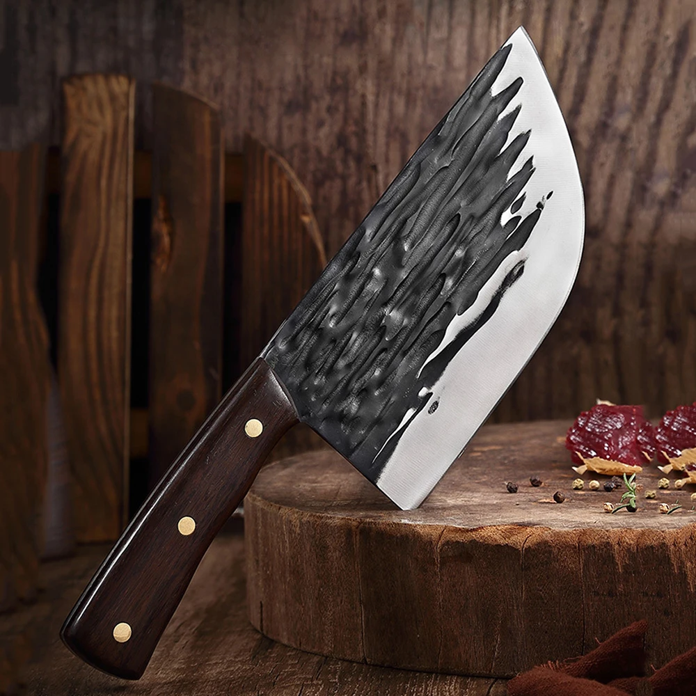 Butcher Knife Hand Forged High-Carbon Steel Chinese Household Non-Stick Slaughter Cleaver Slicing Vegetables Kitchen Chef Knives