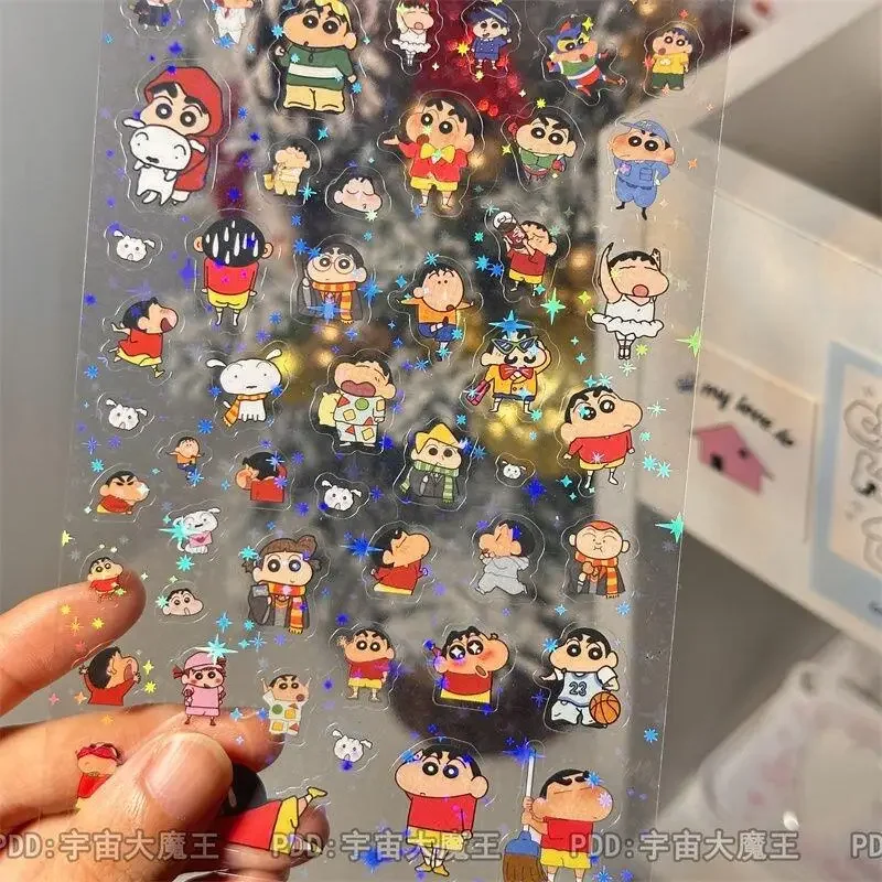 Naklejki Laserowo Wycinane Crayon Shin-chan, Kreskówka Anime, Naklejki Dekoracyjne do Albumu, Kreatywne Naklejki DIY, Nagroda Kreatywna, Zabawka