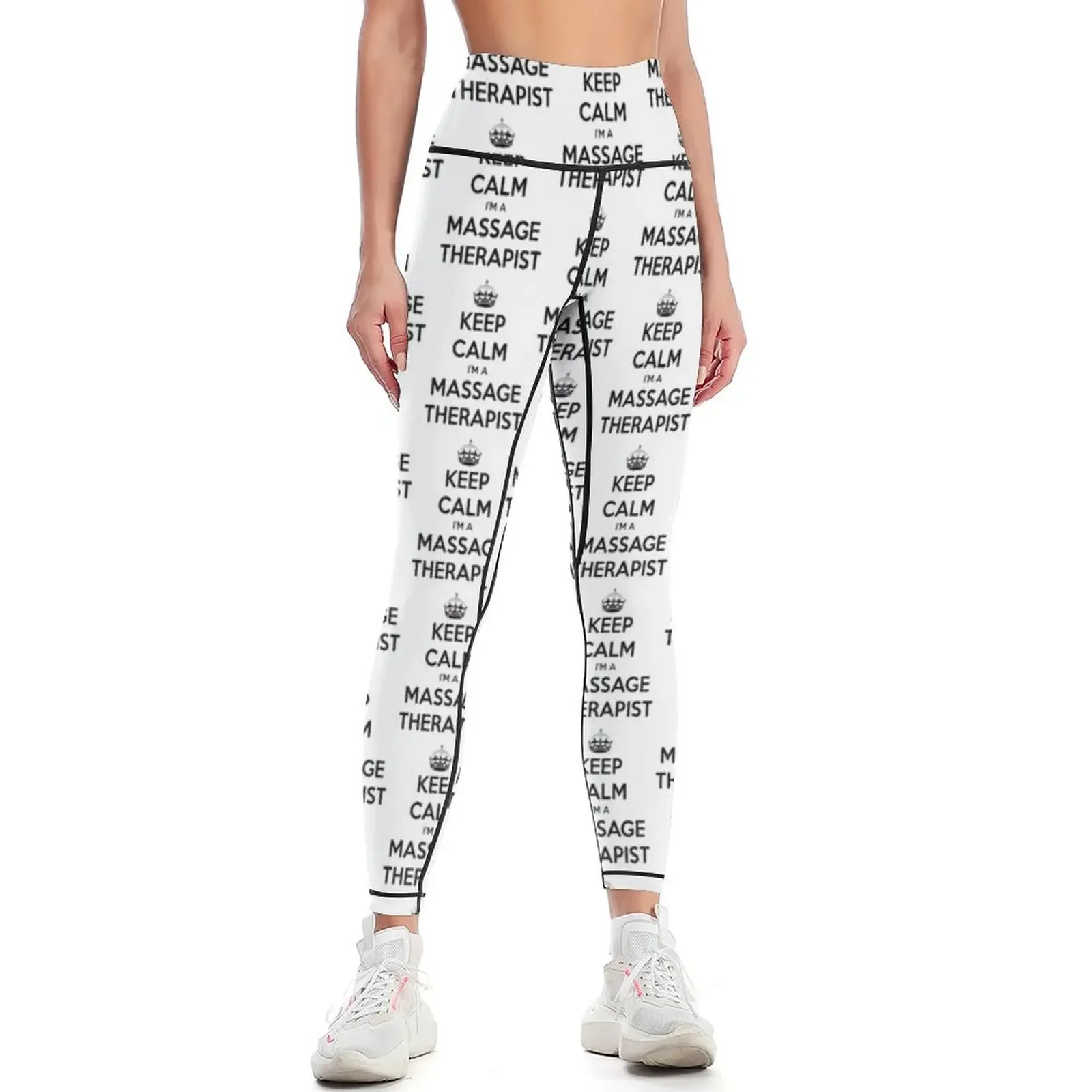 

Keep Calm I Am A Massage Therapist Black Text Leggings Women's high waist Women's fitness legging gym Womens Leggings