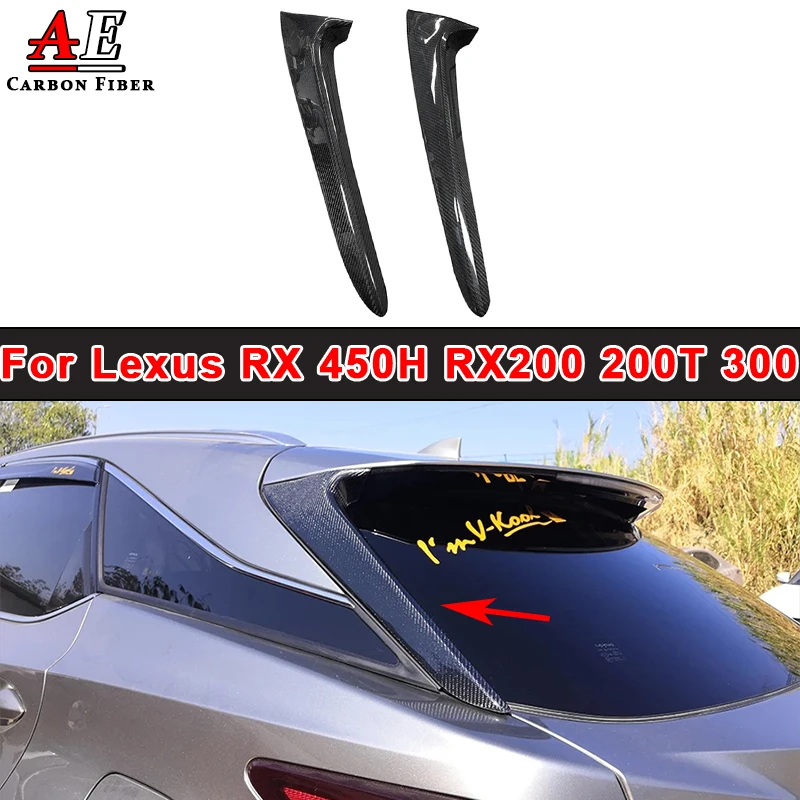 Real Carbon Fiber Rear Window Side Spoiler Wing Splitter Trim For Lexus RX 450H RX200 200T 300 Exterior Refit Kit