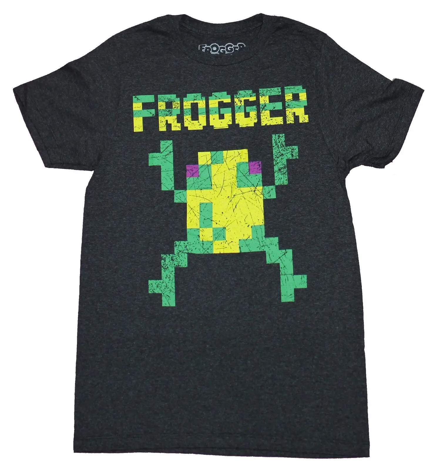 Frogger взрослая новая футболка-Темная 8-битная лягушка и логотип Pic