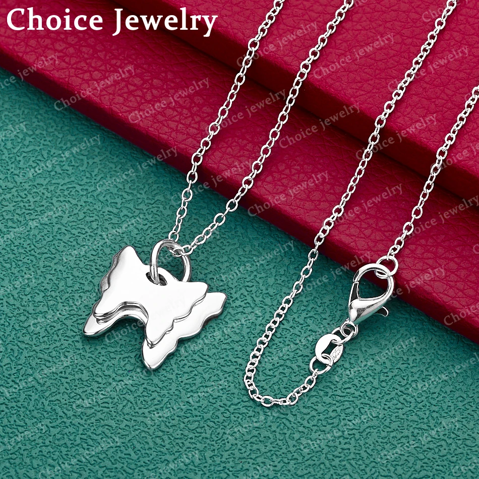 40-75cm 925 Sterling Silver Butterfly Pendant Necklace For Women Charm Trend Birthday Gifts Fashion Party