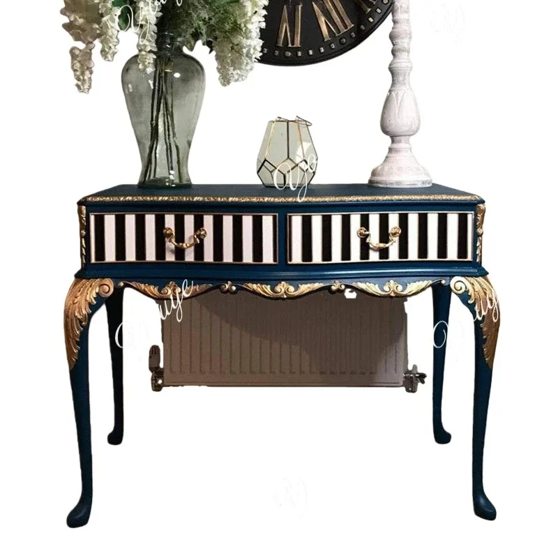 

J French Retro Solid Wood Porch Table/European Neoclassical Home Partition Decoration Table/dresser Storage Table