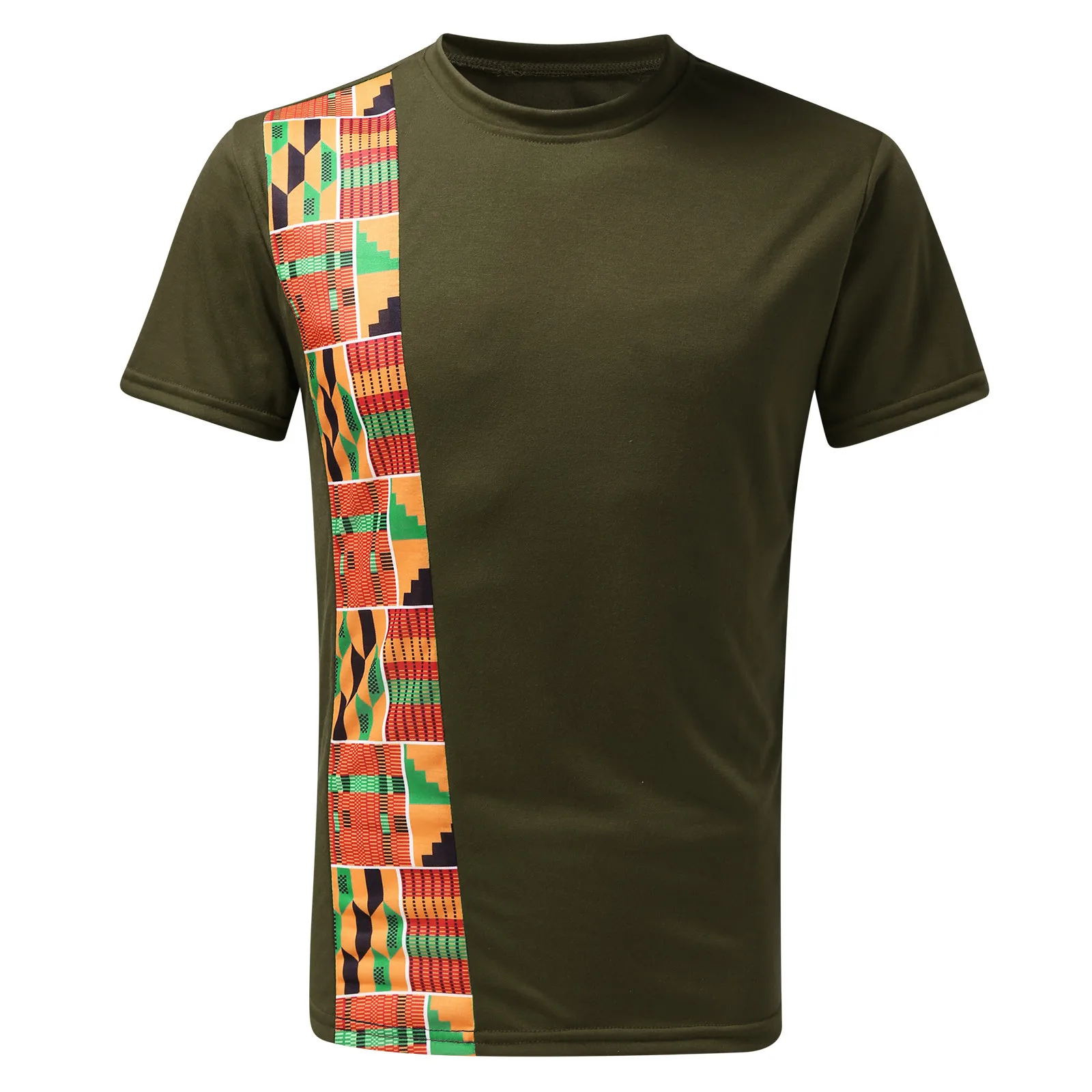 Patchwork African Dashiki T Shirt Men Crewneck Short Sleeve Summer Tee Tops African Clothes Streetwear Casual Camisetas Hombre