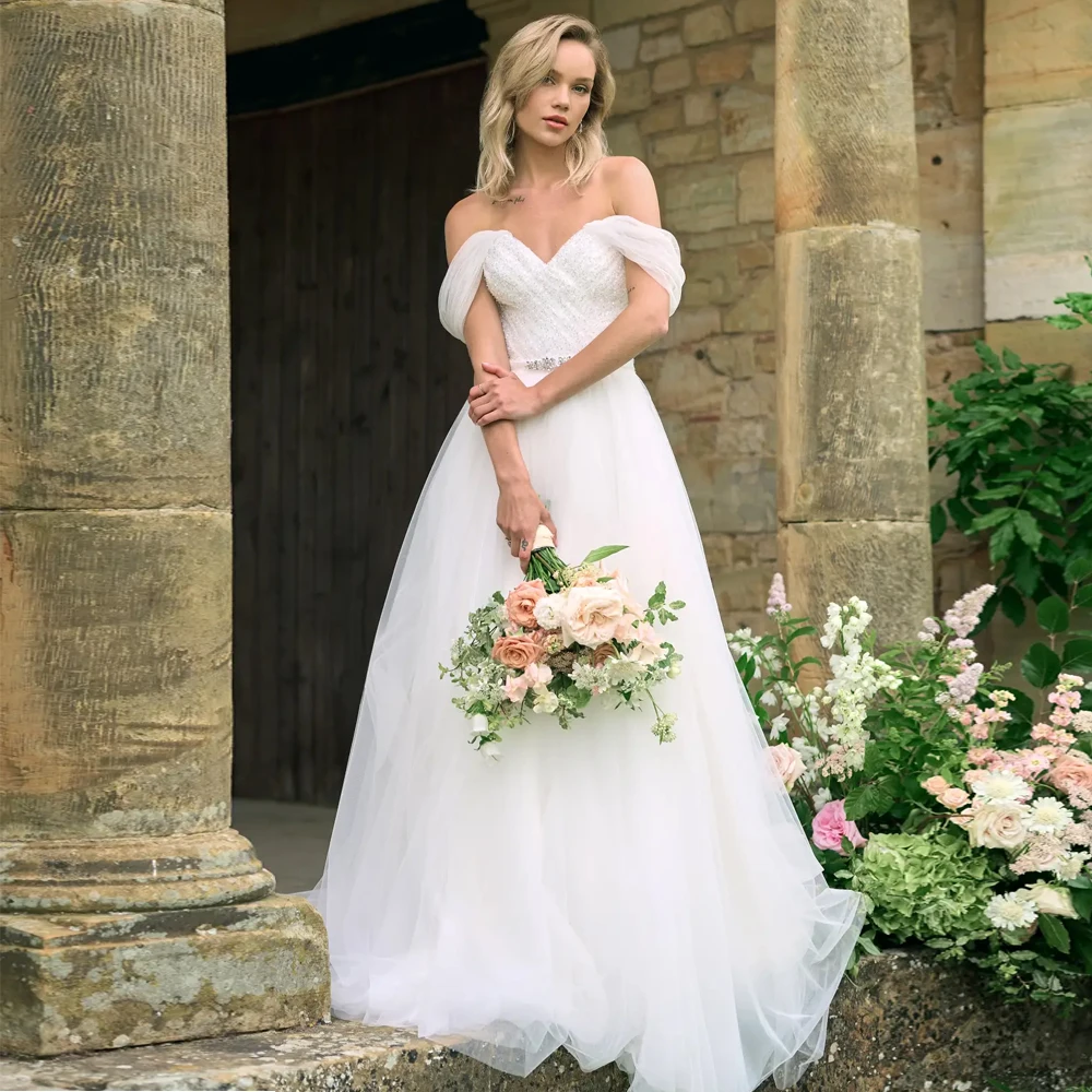 

Elegant Strapless Wedding Dresses Sweetheart Neck Bridal Growns Open Back Evening Dresses Customized Sequined robe de mariée