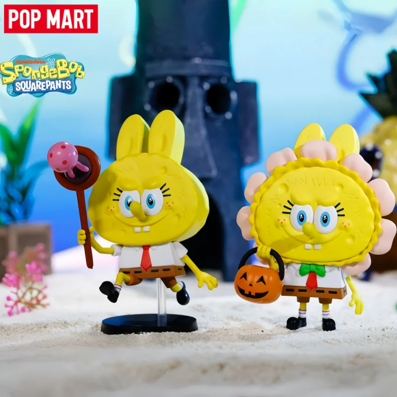 

In Stock Popmart THE MONSTERS X Spongebob Squarepants Handheld Blind Box Dolls Cute Creative Gifts Trendy Mystery Box Toys