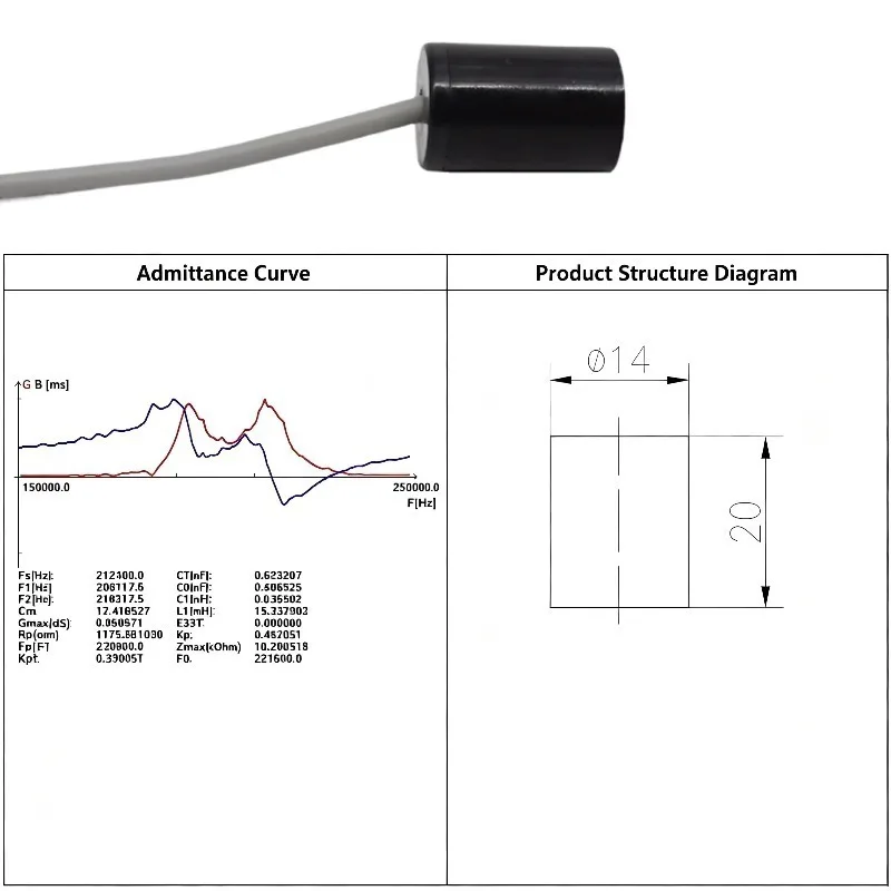 200 kHz Ultrasonic Transducer 0.10~1.5m Detection Distance Surface Wave Probe Amplifier Gas Speed Distance Measurement