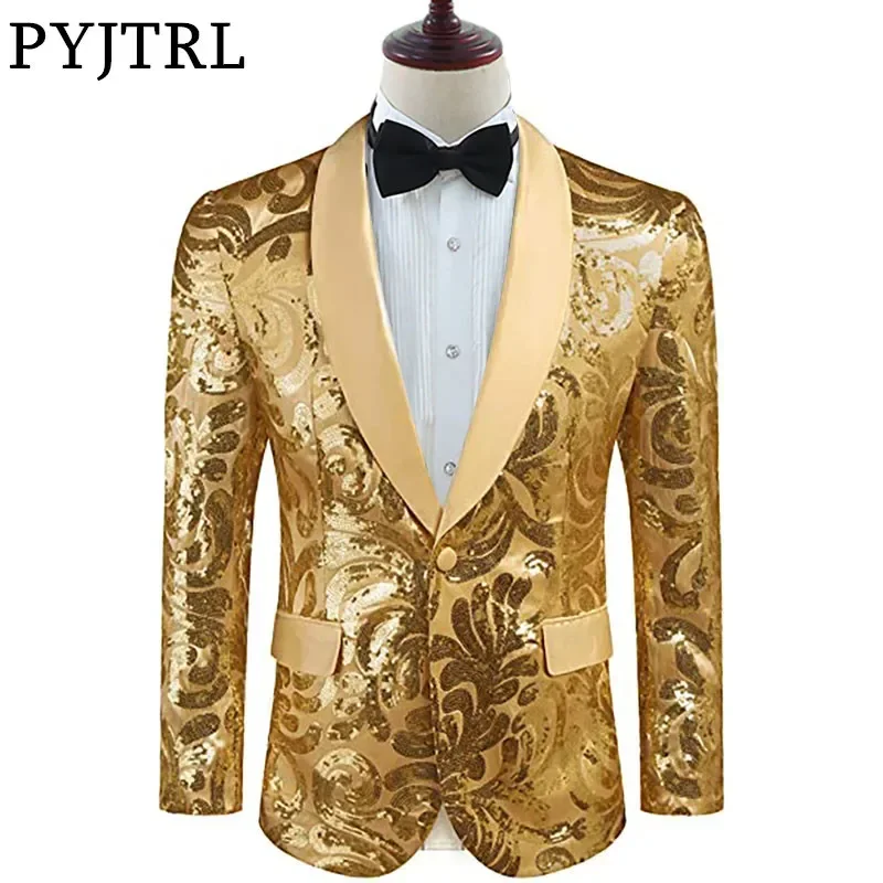 Luxury Sequins Men Suit 1 Piece Blazer Groom Best Man Elegant Male Groom Business Work Wear Office Lady Jacket Coat Prom Wear