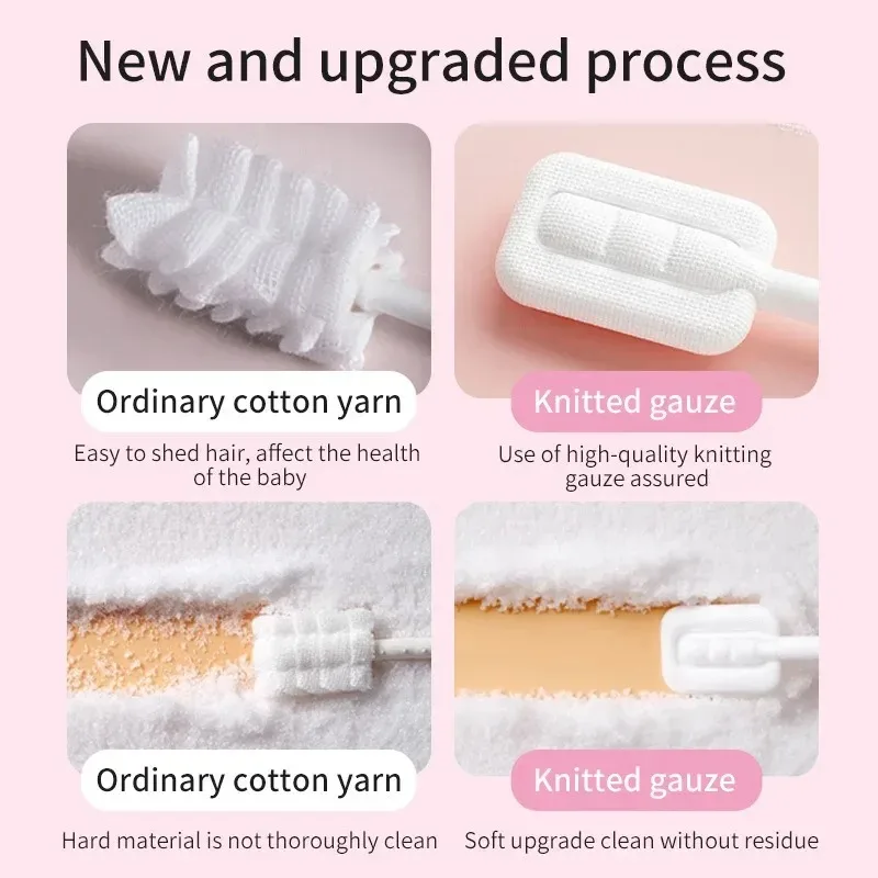 30Pcs Glue-free Forged Newborn Safety Disposable Baby Oral Cleaner Baby Tongue Cleaner Children Oral Cotton Buds Swabs Hot Sale