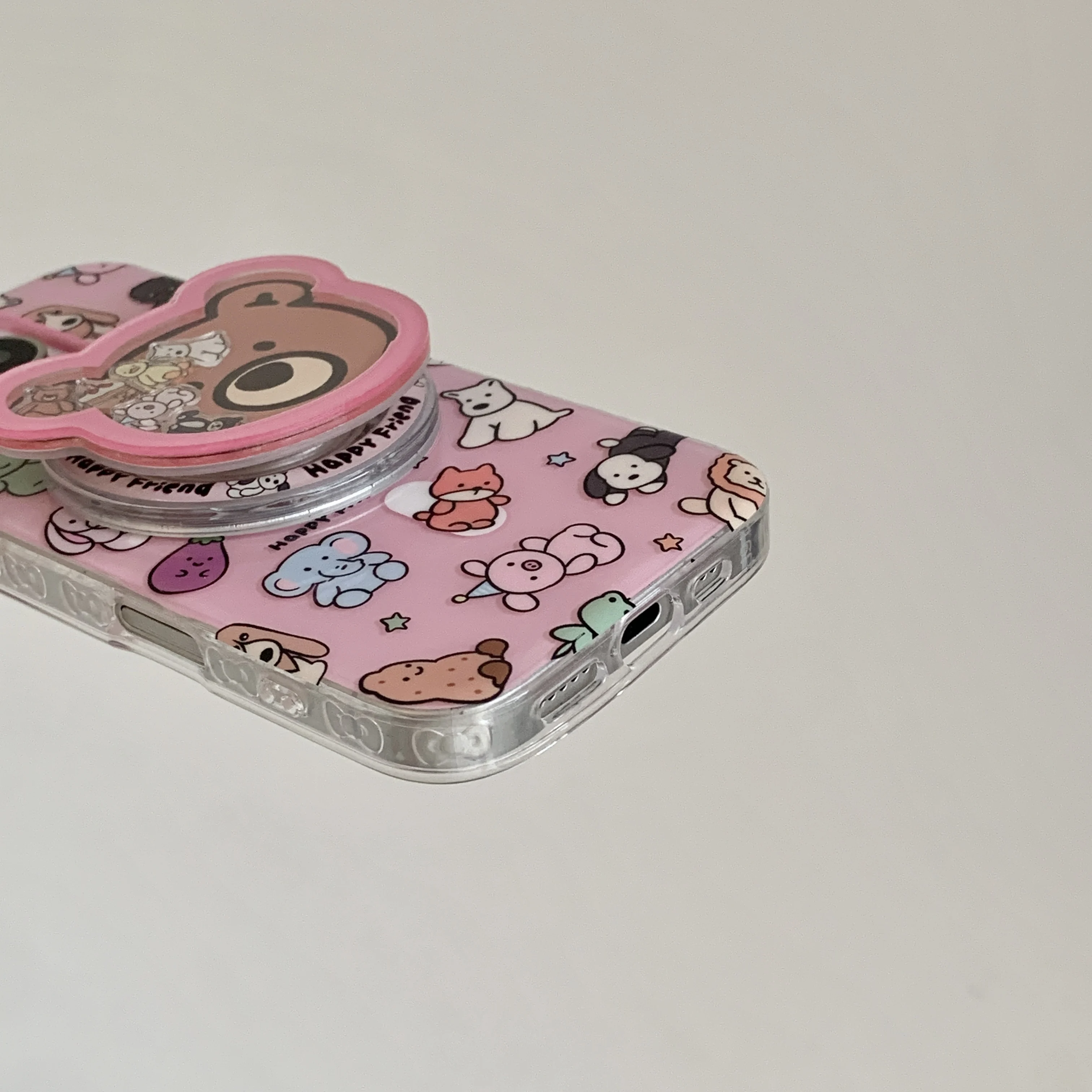 Birthday Gift Cute Cartoon For Little Animals Beer Shell Bracket Phone Case For iPhone17 16 12 13 14 15 Pro Max Anti Drop Case