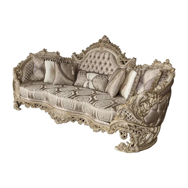 European style all solid wood carved sofa French court high-end fabric sofa villa living room furniture customization