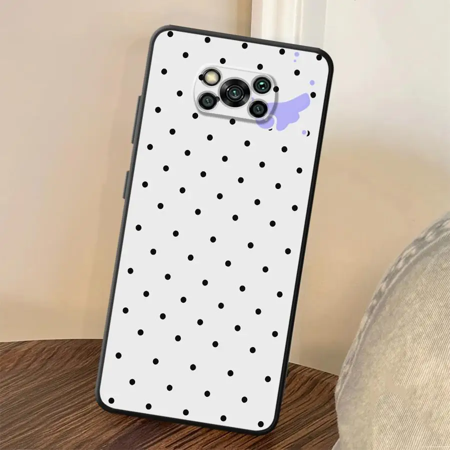 Black Polka Dots Funda Phone Cover Case for Xiaomi Poco F8 F1 C61 C50 M3 M4 M7 C75 F3 M5 X3 X4 X5 X7 Pro C71 view 3