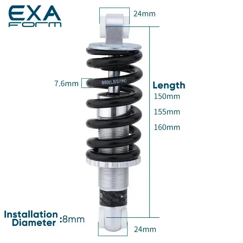 EXA Soft tail mountain bike shock absorber spring 650lbs suspension rear bladder 160/155/150 mm soft tail shock absorber