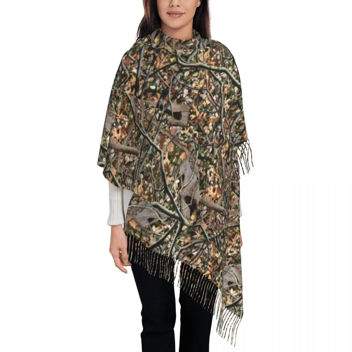 Personalized Printed Hunting Camo Tree Camouflage Pattern Scarf Women Men Winter Warm Scarves Shawls Wraps