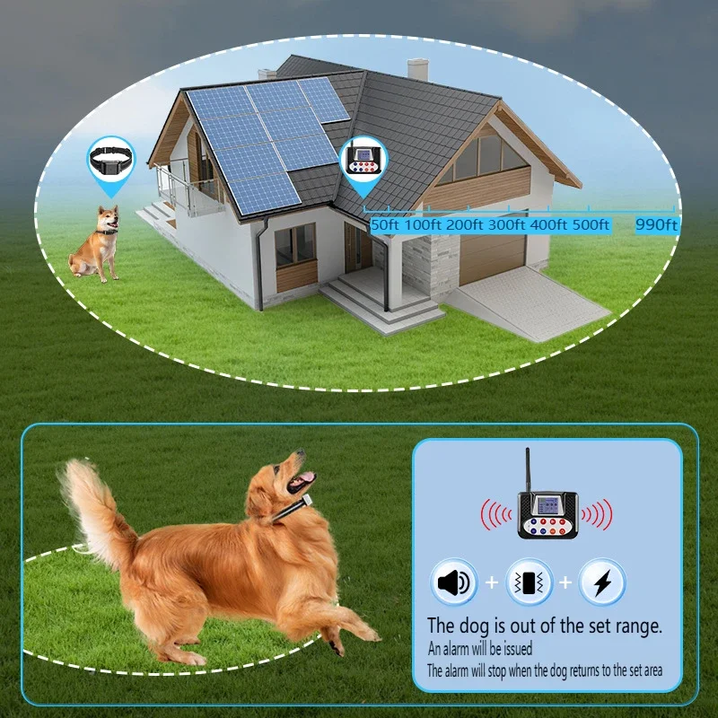 MUMU-PawLink 2 in 1 Color Screen Pet Wireless Electronic Fence, Smart Dog Training Device, Anti-Lost Electric Shock Collar