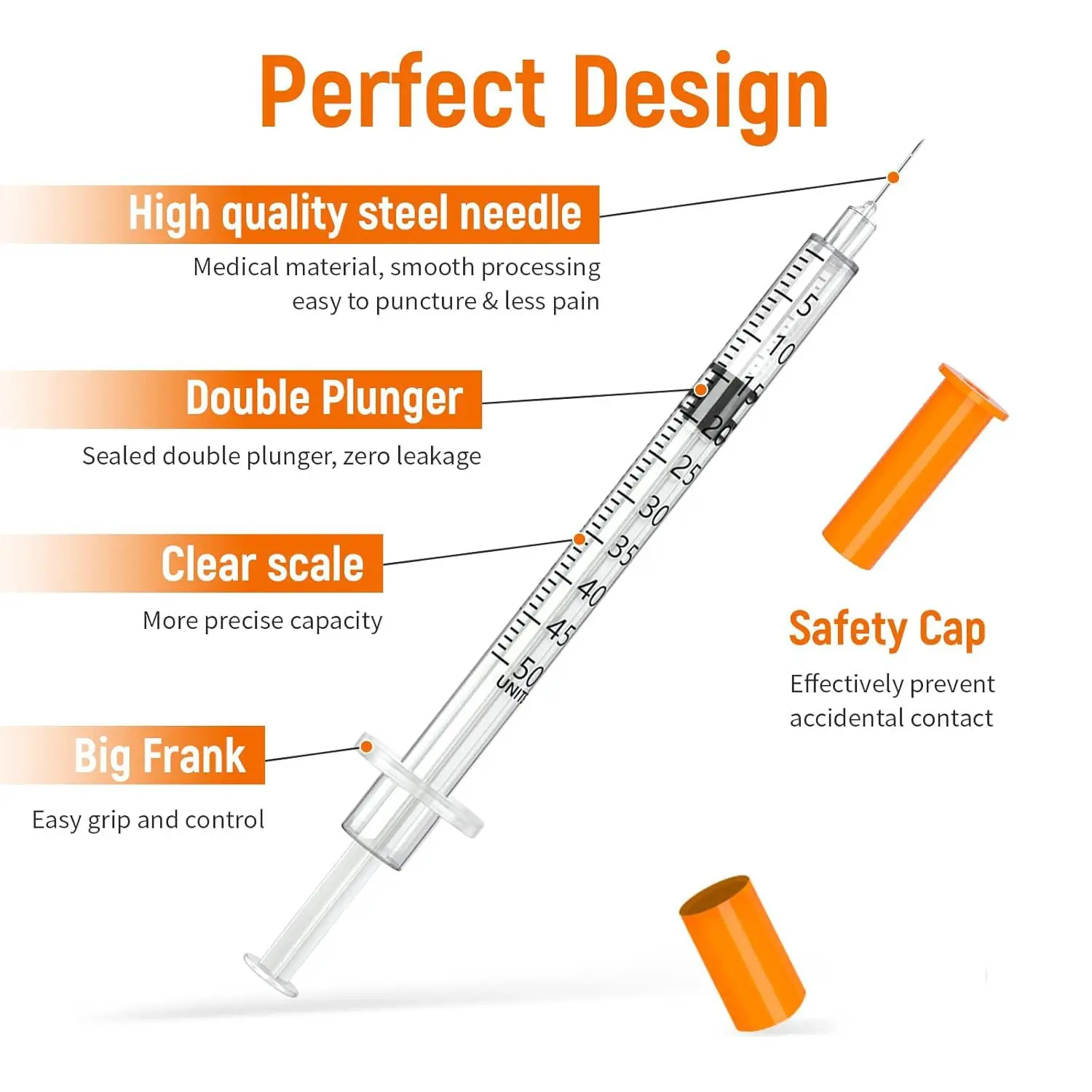 Disposable Insulin Syringe 0.5ml/1ml 30G 31G Individual Packed for Insulin & Peptide Injection, Precise Scale Dispensing Syringe