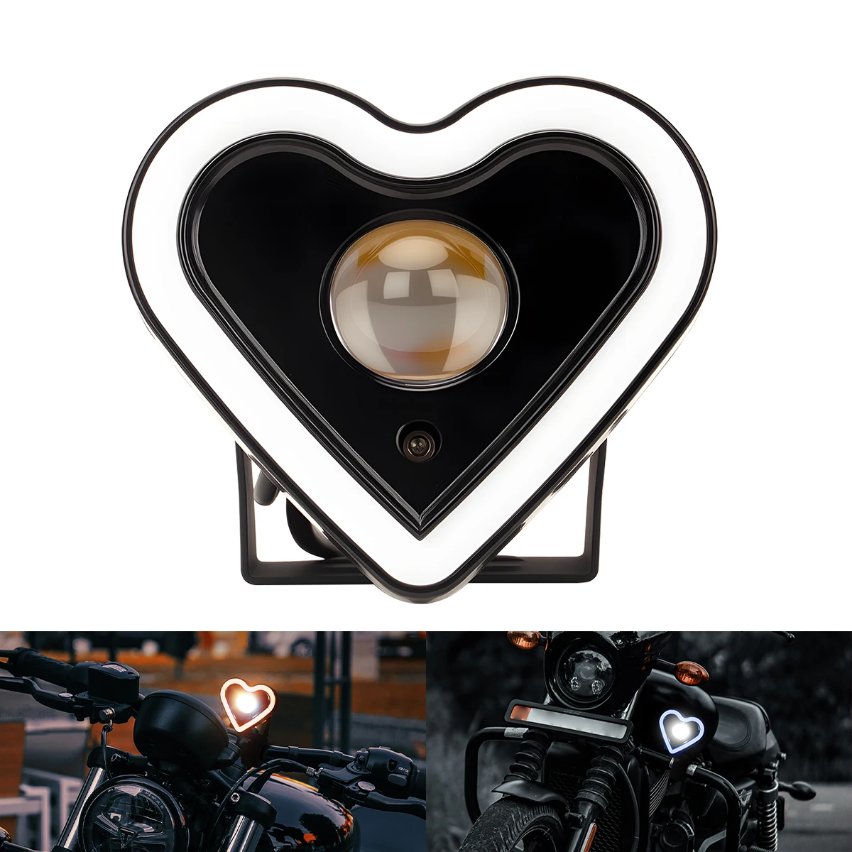 

Motorcycle LED Colorful Heart-shaped Spotlight Driving Light Aperture LED Len RGB Dual Color Decorative Accessories Yellow White