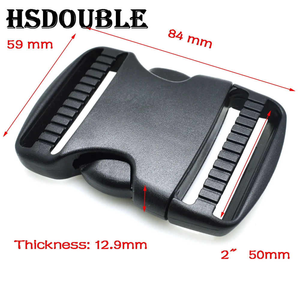 2 Pcs/Pack 20-50mm Plastic Hardware Dual Adjustable Side Release Buckles Molle Tatical Backpack Belt Bag Parts Strap Webbing