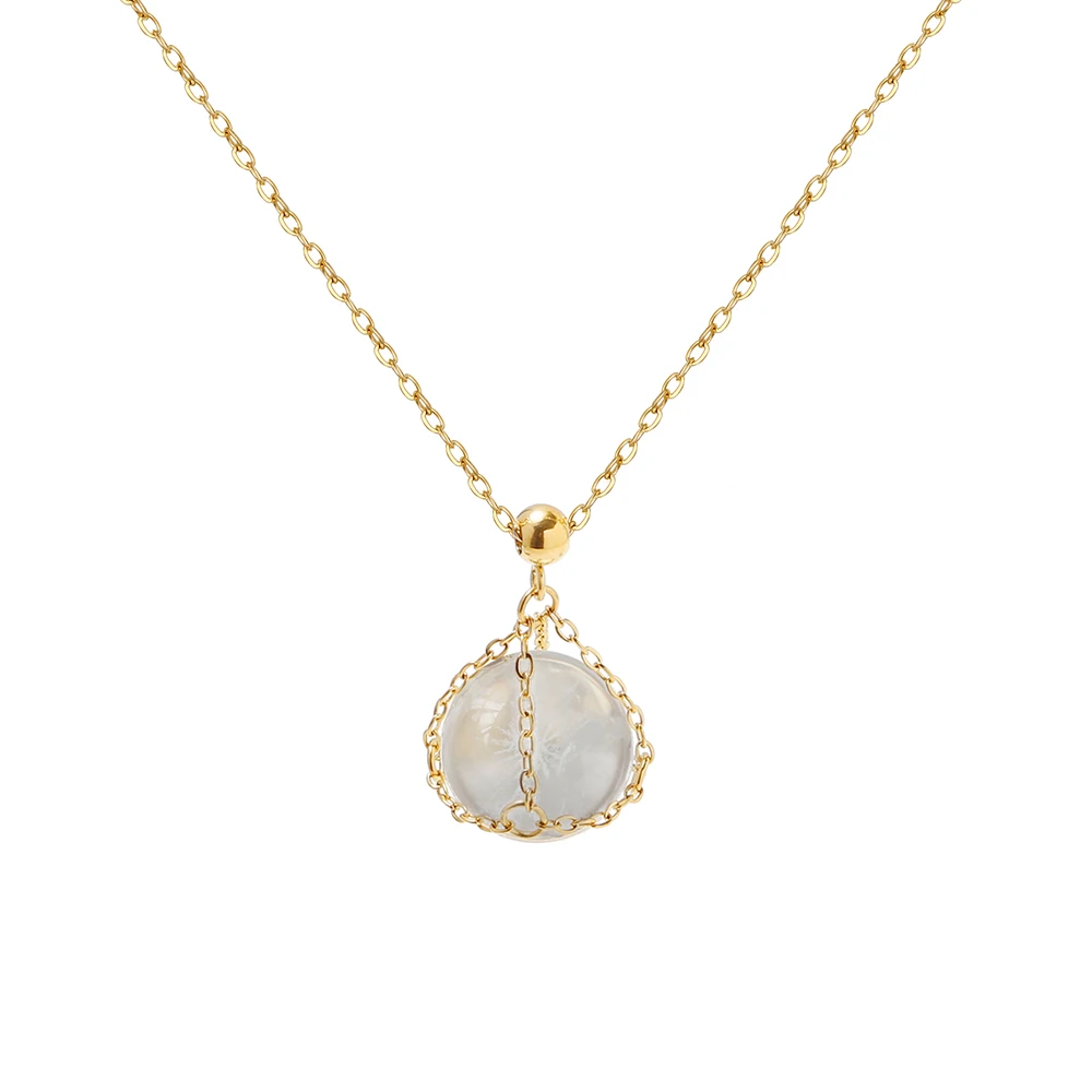 Stainless Steel Plated 18k Gold Exquisite Crystal Ball  ​Pendant Necklace Women Wedding Bridesmaid Jewelry