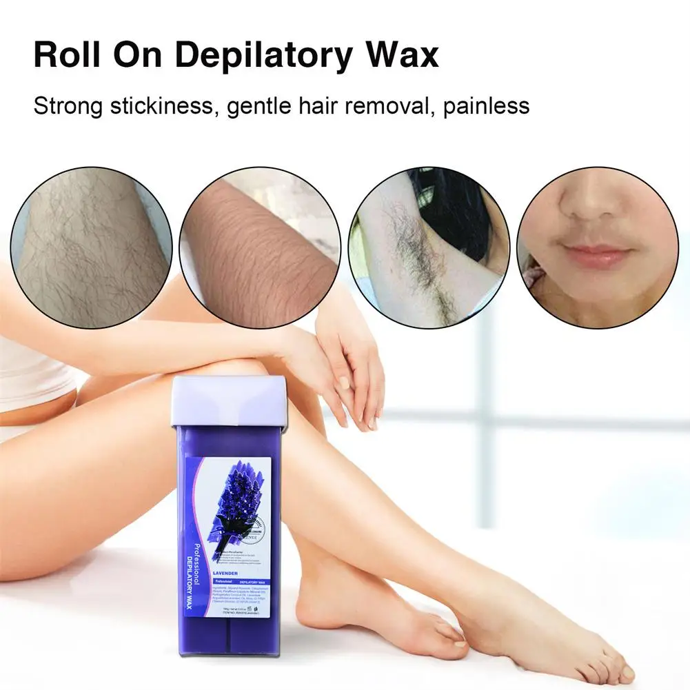 

100g Roll On Depilatory Wax Cartridge Warmer Honey Heater Waxing Hair Removal For Women Men Strawberry Lavender Rose Smell H4V6