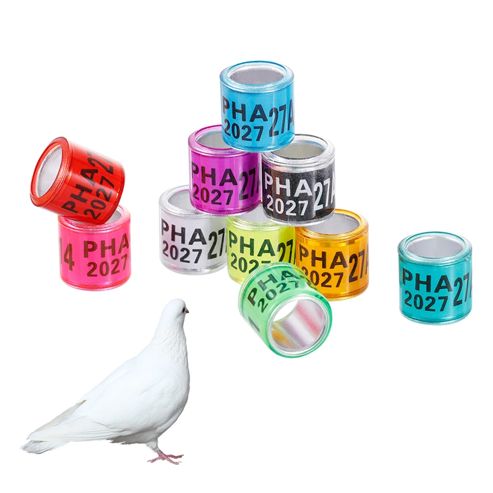 PHA 2027 8mm Pigeon Foot Ring Aluminum Plastic Material Bird Foot Ring with Numbers Multicolor Optional Bird Supplies 100Pcs