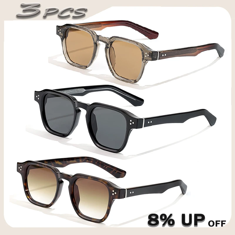 1/2/3 Pcs Wholesale New Fashion Sunglasses  Men Classic Square Sun Glasses Outdoor Party Vacation Travel Eyeglasses