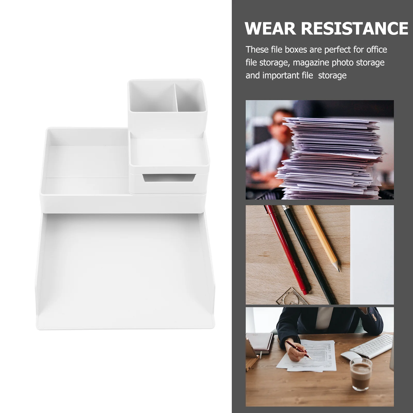 

1Set File Storage Boxes Office Desktop Plastic Document Organizers Magazine Storage Containers File Boxes