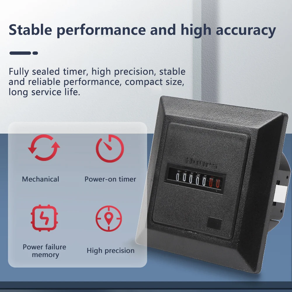 AC220-240V HM-1 Timer function Electronic Hermetic Counter Digital 0-99999.9 Hour Meter Gauge 0.3W 50Hz Industrial Standard