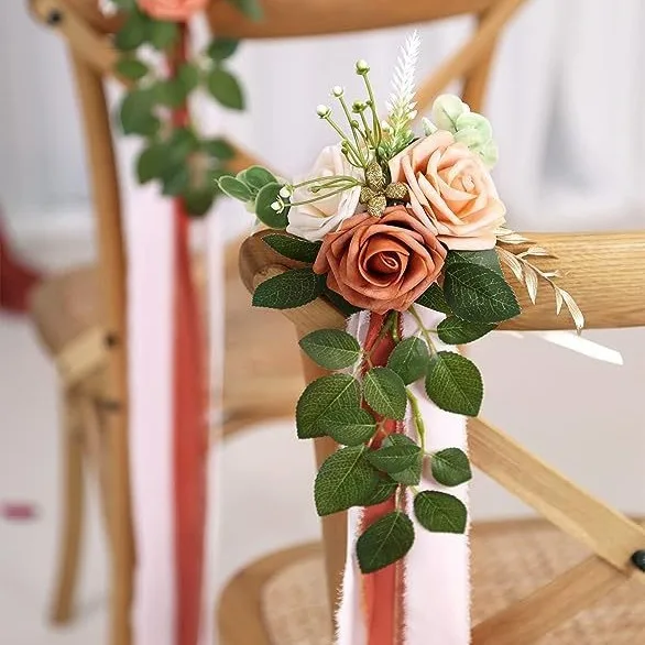 

10 Wedding Aisle Decorations for Ceremony - Purple Chair Flowers for Aisle Decor and Church Pew Decorations