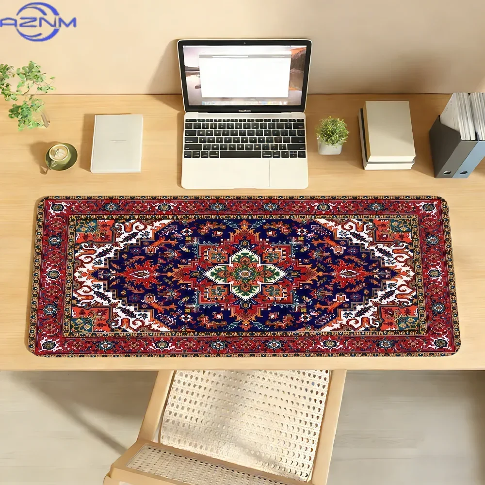 Vintage Oriental Ethnic Rug Pattern Mousepad Rubber Non-Slip Large Desk Mat Traditional Bohemian Keyboard Pad for Gaming Office
