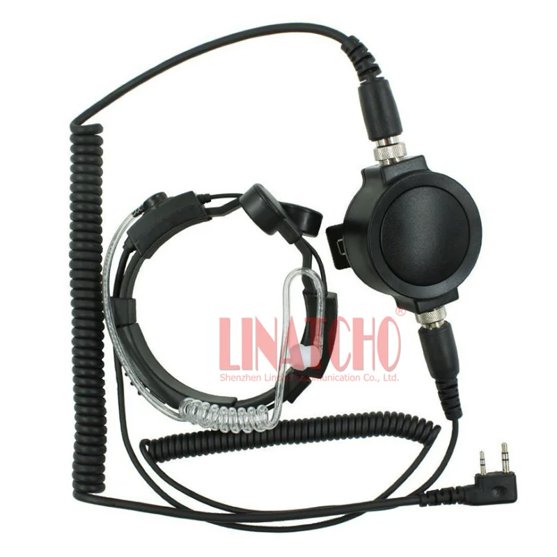 K Plug Connector Heavy Duty Big PTT Walkie Talkie Earphone with Throat Mic for 888S UV-5R TK Radio