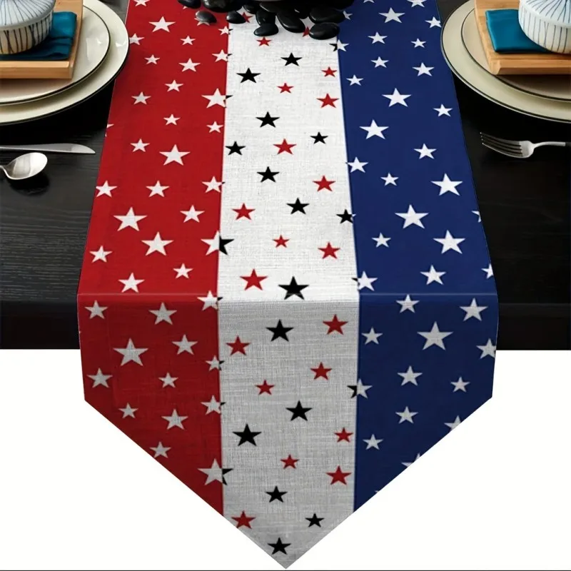 Red, White And Blue Star Printed Table Flags, Patriotic Home Decoration Table Flags, Suitable For Independence Day Celebrations