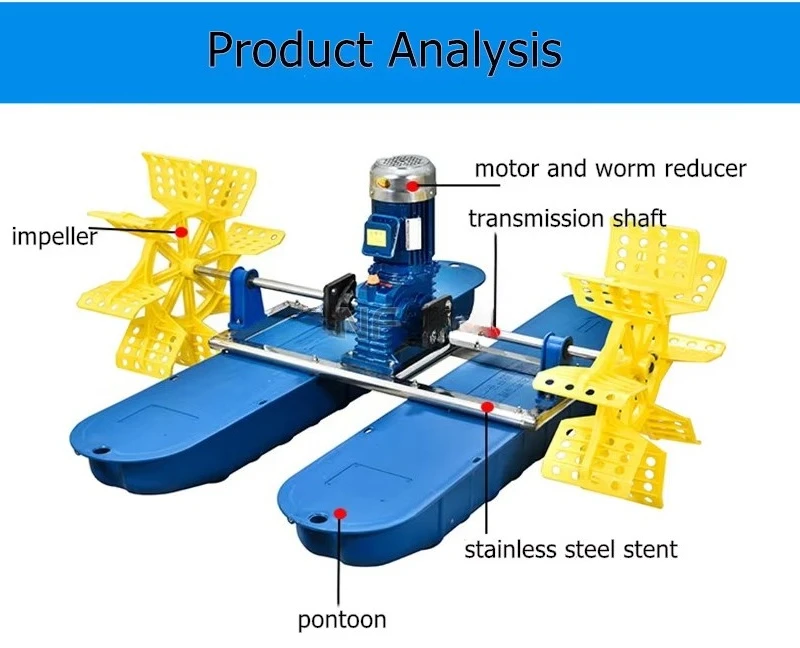 1.5KW High Speed Low Noise Fish Pond Water Oxygen Paddle Wheel Fish Pond Fish Shrimp Farming Aerator