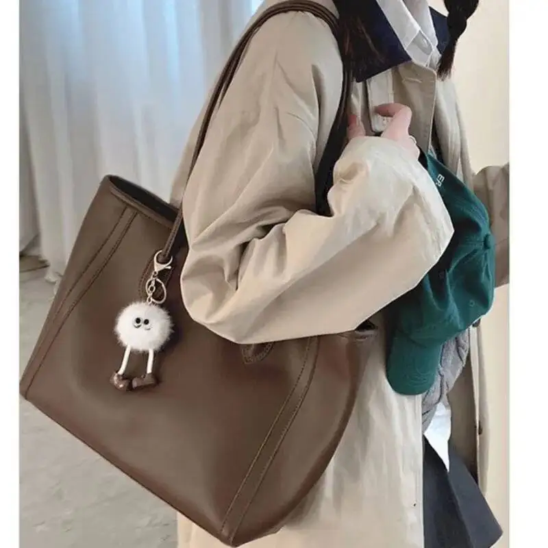 

Bloom Vintage Brown Large Capacity Handbag Women New Trendy Leather Casual Shoulder Bags Ladies Versatile Handbags Female
