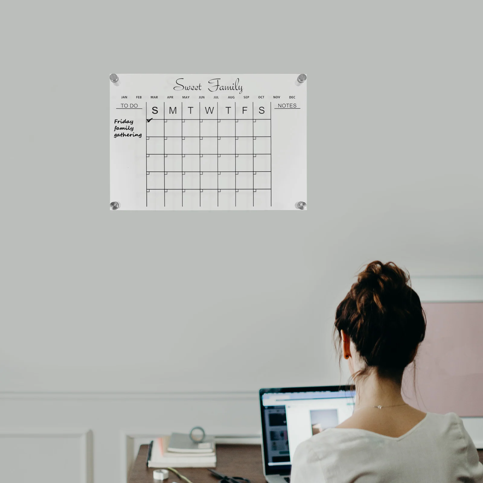 Wöchentlicher Schreibtisch, trocken abwischbare Tafel, transparenter Acryl-Kalender, Wochenplaner, magnetischer Zeitplan, wiederverwendbare Tafel, Kühlschrank, Nachrichten, Menü-Gadgets