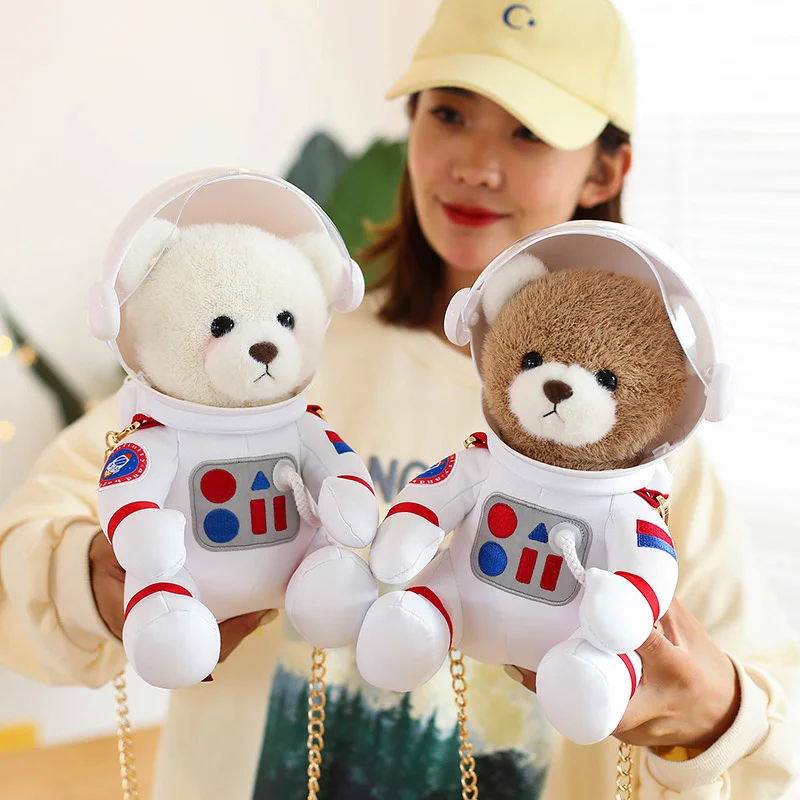 Ours en peluche d'astronaute de l'espace 30CM, jouets en peluche pour sac à dos, boîte-cadeau de décoration de sac d'école pour enfants, poupée de décoration de maison, cadeaux de noël