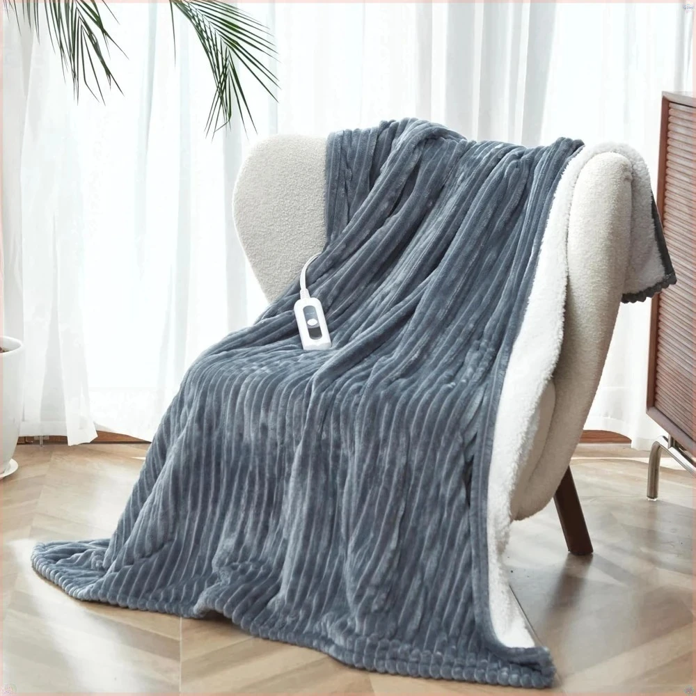 

Heated Blanket Throw Size, Soft and Cozy Electric Heating Blanket for Bed, 6 Heating Levels & 4 Hours Auto-Off, 50" x 60" Grey
