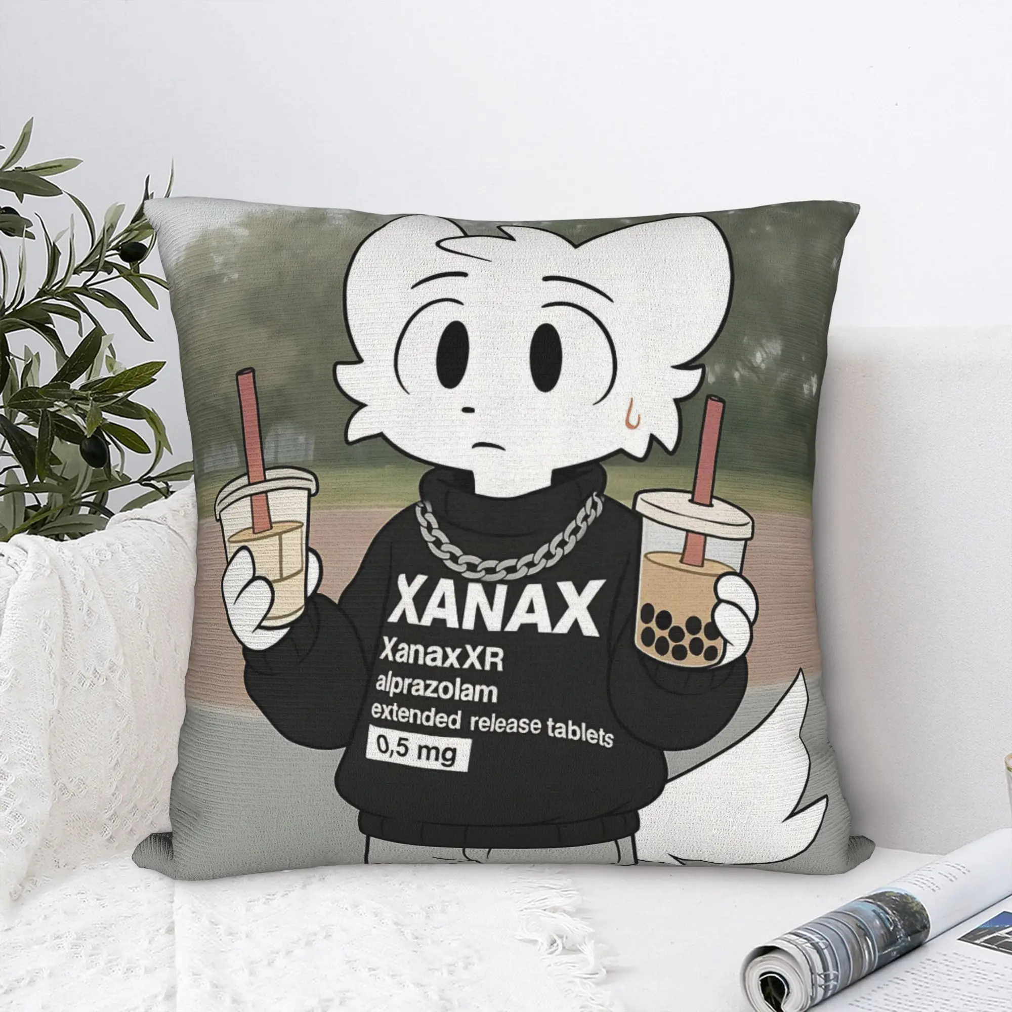 Bubble Milk Tea Boykisser Silly Cat Square Pillowcases Home Furry Cushion Cover Creative Home Decoration Pillowcase 45*45