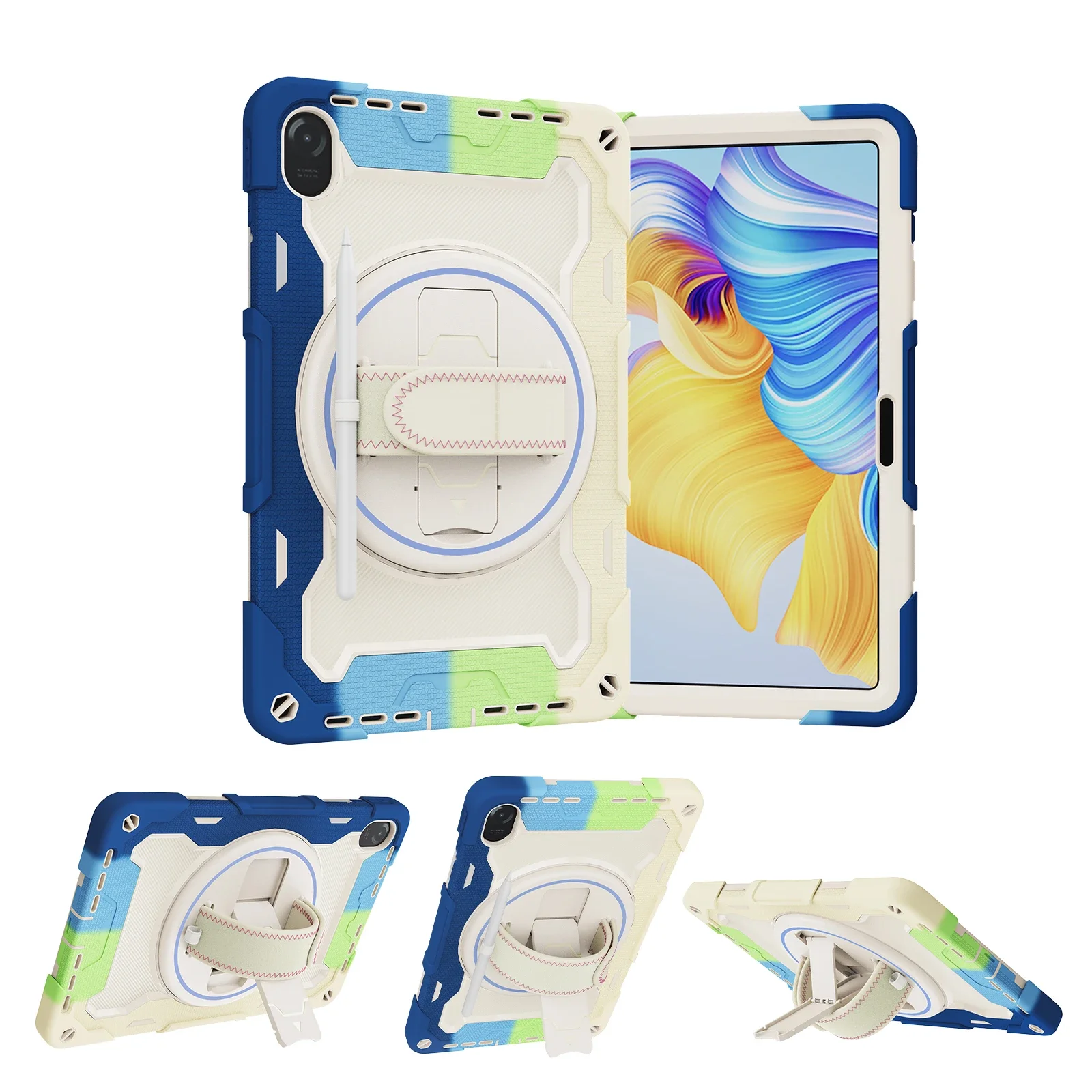 360 Rotating Armor Case For Huawei Honor Pad 8 2022 12.0 inch Model HEY-W09 Heavy Duty Kickstand Cover PC-Silicone Shockproof