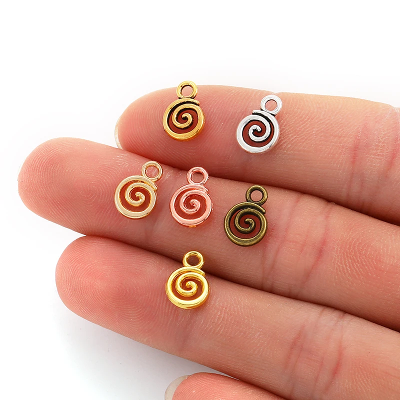 40pcs 6Color Swirl Charms Alloy Metal Pendants For DIY Handmade Jewelry Accessories Making 8*11mm B206