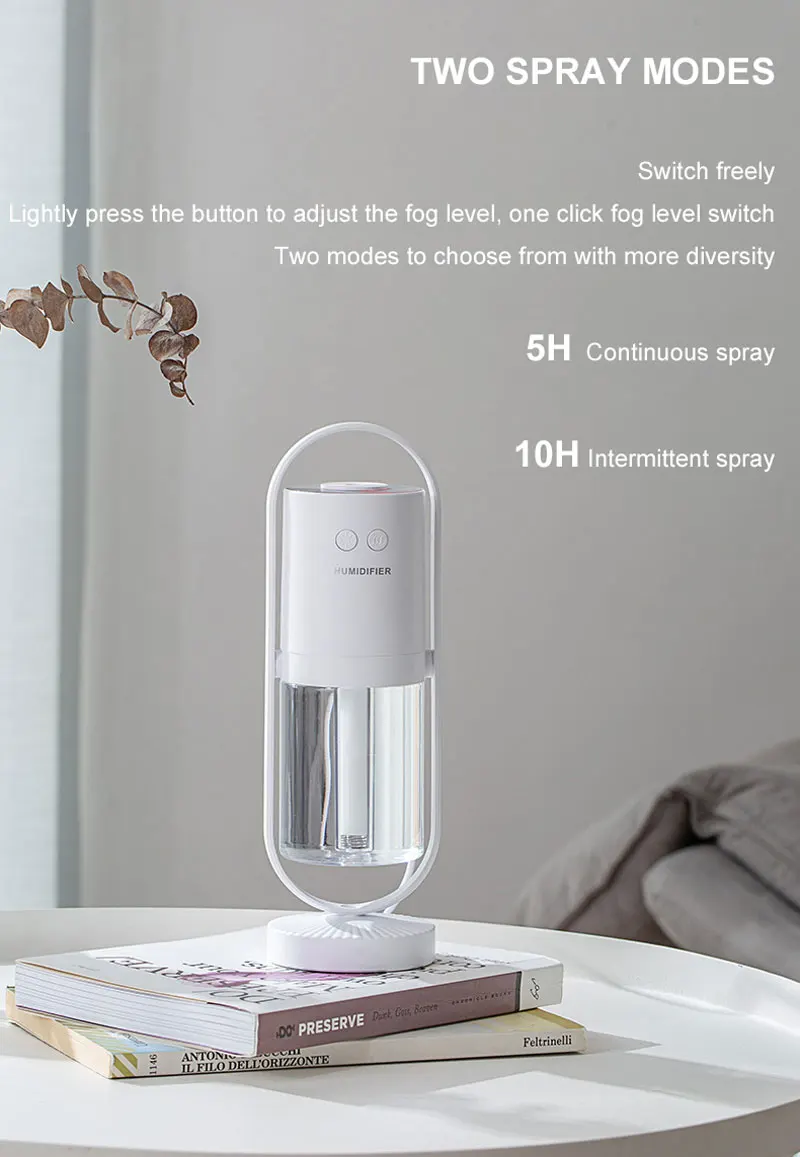 Portable Mini Spray Mist Humidifier 200ML Car Air Humidifier with LED Light USB Powered Essential Oil Diffuser Bedroom