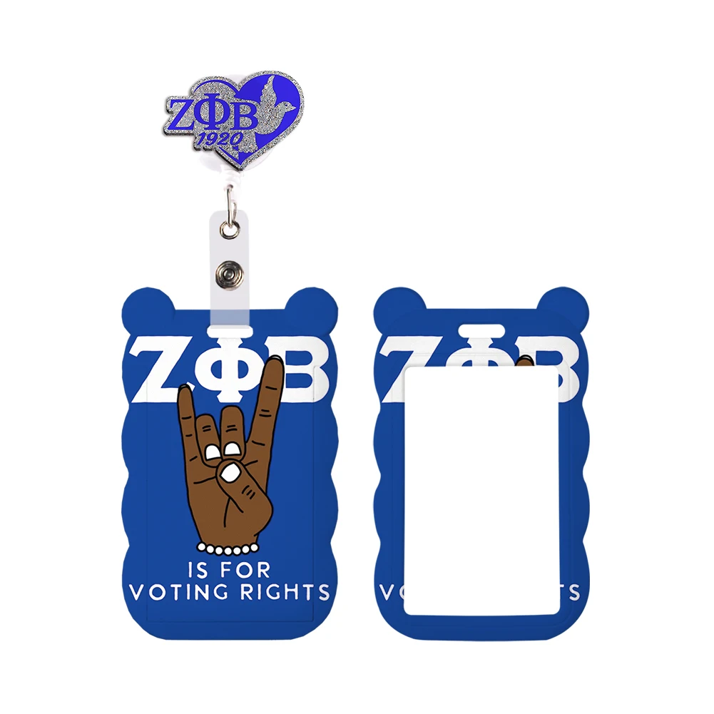 New Zeta Phi Beta Sorority Zfb Design Card Holders Sorority Reel Clip Work Card Bus Access Women Card Holder Lanyards Hotsale