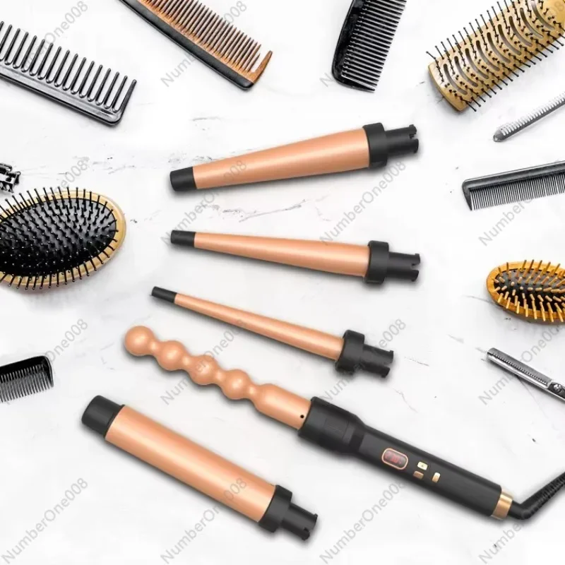 

Wave Ceramic Electric Curling Iron Set 5-in-1 Interchangeable Curlers Curling Iron